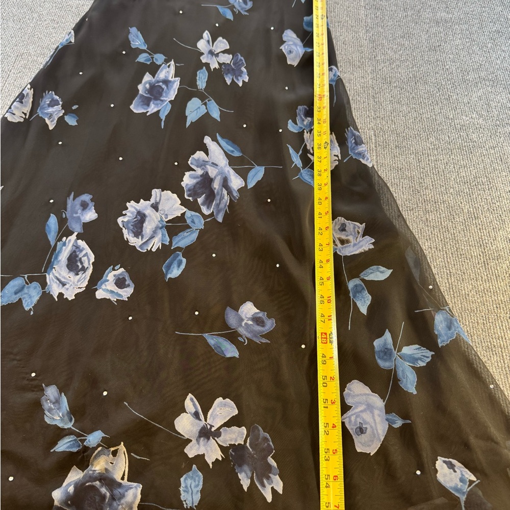 Vtg Y2K Betsy & Adam Black Blue Floral Prom Gown | 14 | Ethereal Fairy - Picture 11 of 12